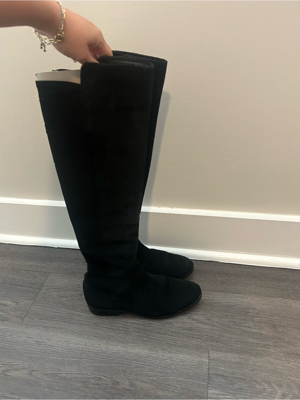 Clarks Pure Caddy- Black Knee-High Suede Boot - Women's
